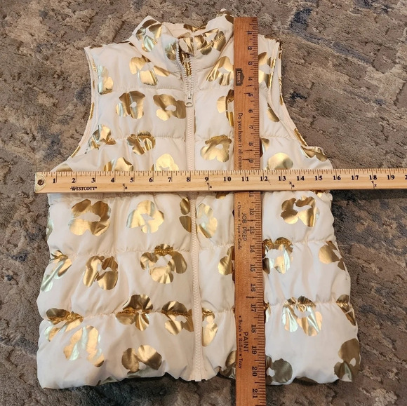 Crazy 8 Gold Foil Cream Leopard Puffer Vest Kids Size Largw 10/12 - Picture 11 of 11